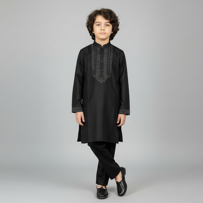 Boys Premium Cotton Black Kurta Shalwar - Traditional Outfit 1-7Y
