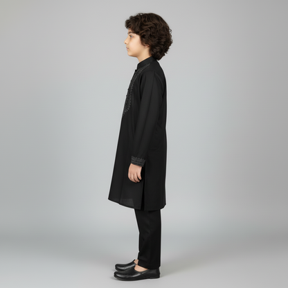 Boys Premium Cotton Black Kurta Shalwar - Traditional Outfit 1-7Y