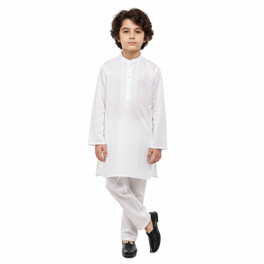 Complete Eid Bundle - White Premium Cotton Kurta with Peshawari Chappal
