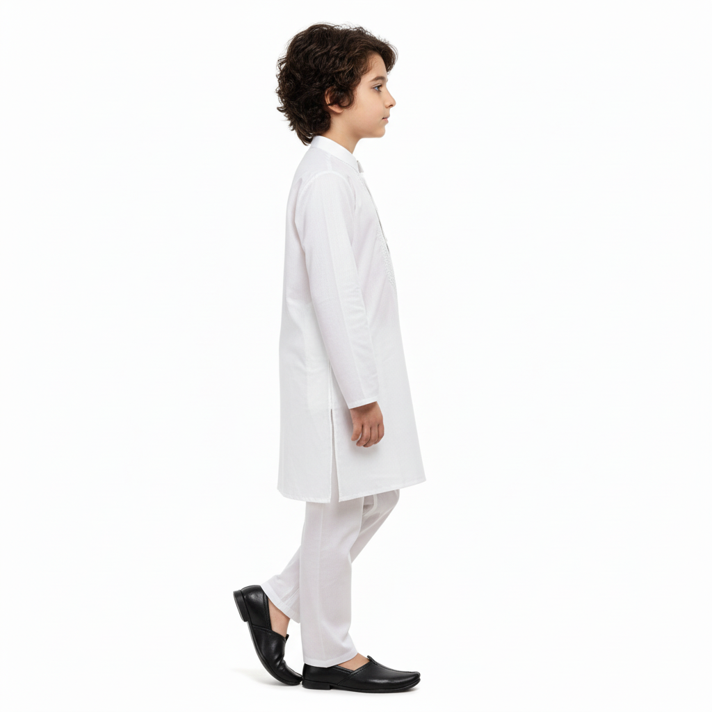 Complete Eid Bundle - White Premium Cotton Kurta with Peshawari Chappal