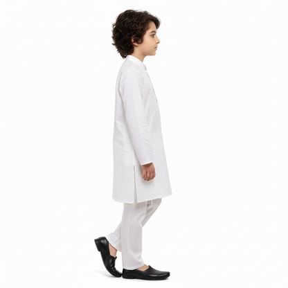 Complete Eid Bundle - White Premium Cotton Kurta with Peshawari Chappal