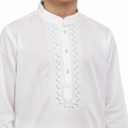 Complete Eid Bundle - White Premium Cotton Kurta with Peshawari Chappal