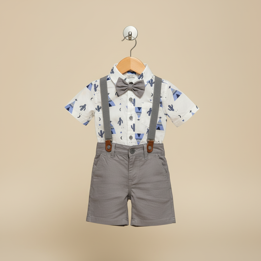 Baby Boy Premium 2-Piece Outfit - Adorable Design Shirt & Shorts Set