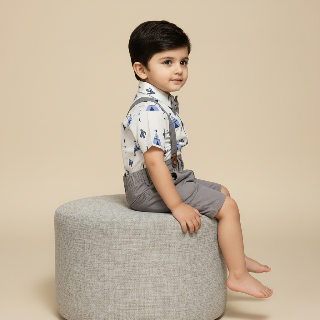 Baby Boy Premium 2-Piece Outfit - Adorable Design Shirt & Shorts Set