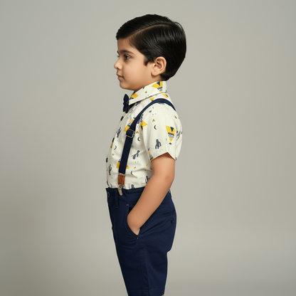 Baby Boy Premium 2-Piece Outfit - Adorable Printed Shirt & Shorts