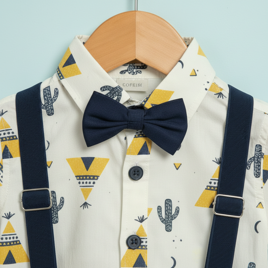 Baby Boy Premium 2-Piece Outfit - Adorable Printed Shirt & Shorts