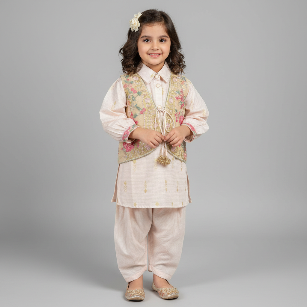 Premium Cotton Embroidered Frock - Pink 2-6Y