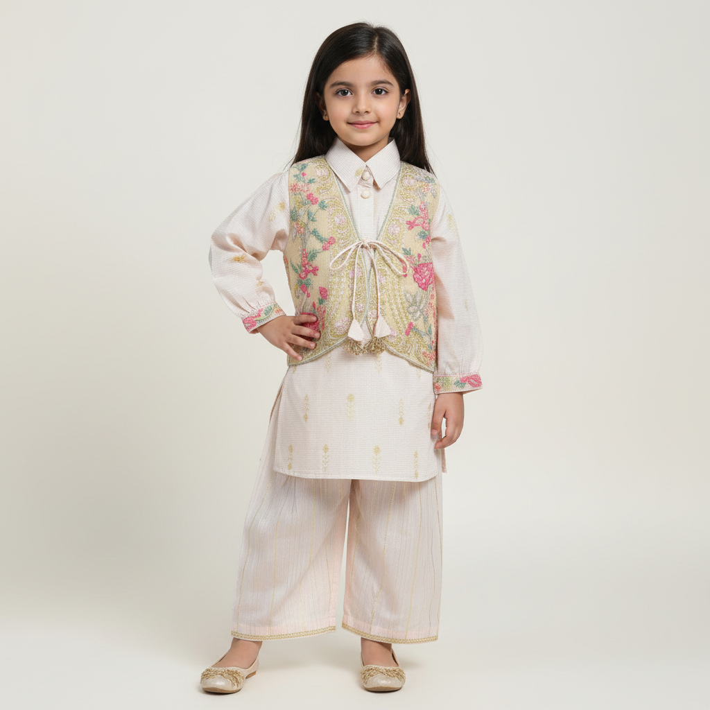 Premium Cotton Embroidered Frock - Pink 2-6Y