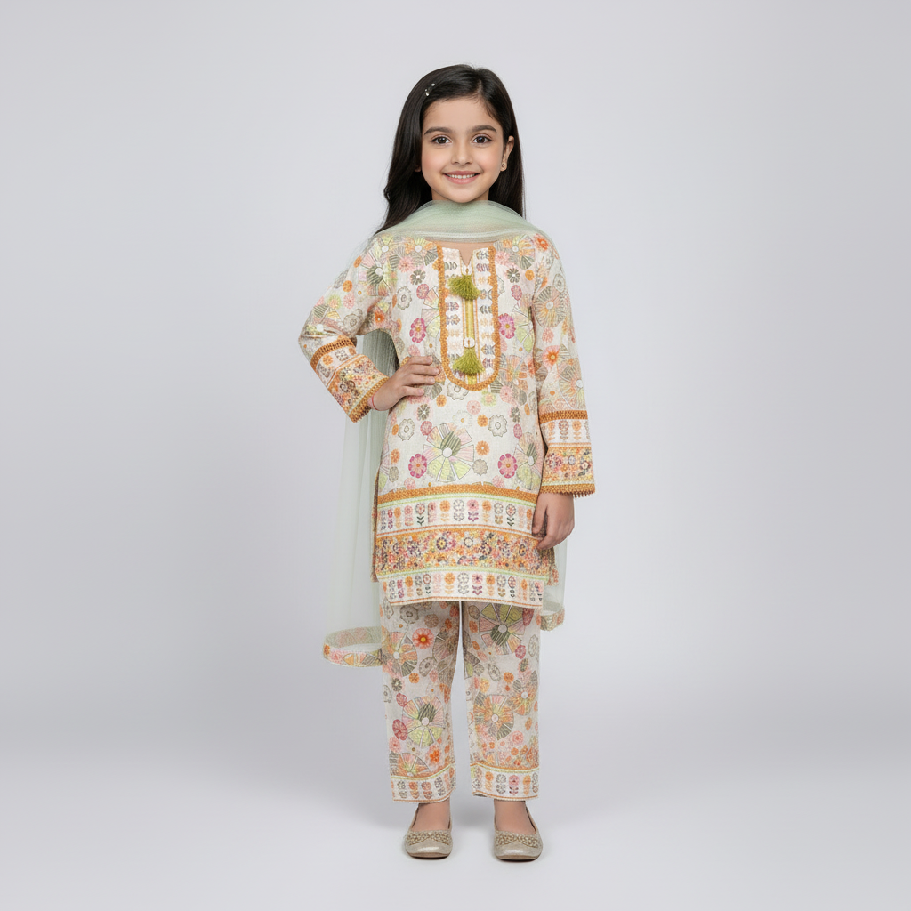 Premium Cotton Floral Print Frock - Multicolor 1-4Y