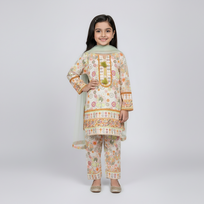 Premium Cotton Floral Print Frock - Multicolor 1-4Y