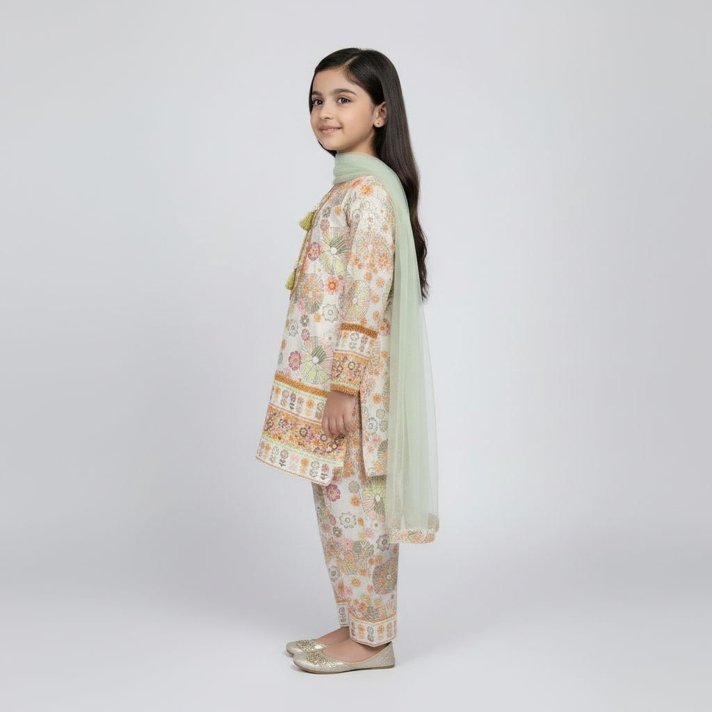 Premium Cotton Floral Print Frock - Multicolor 1-4Y