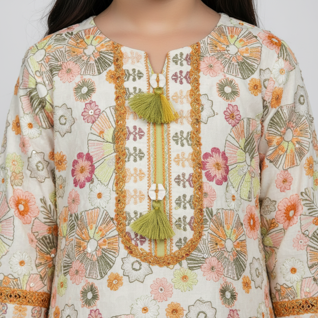 Premium Cotton Floral Print Frock - Multicolor 1-4Y