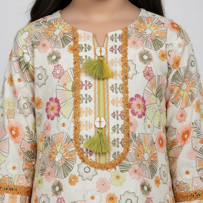 Premium Cotton Floral Print Frock - Multicolor 1-4Y