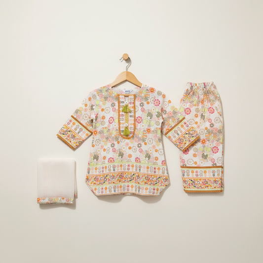 Premium Cotton Floral Print Frock - Multicolor 1-4Y
