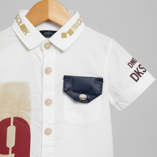 Baby & Toddler Boy Premium 2-Piece Outfit - Cotton Shirt & Denim Shorts