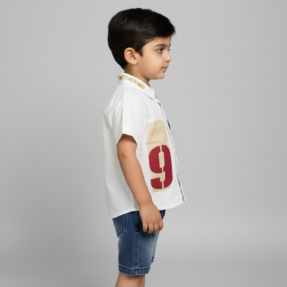Baby & Toddler Boy Premium 2-Piece Outfit - Cotton Shirt & Denim Shorts