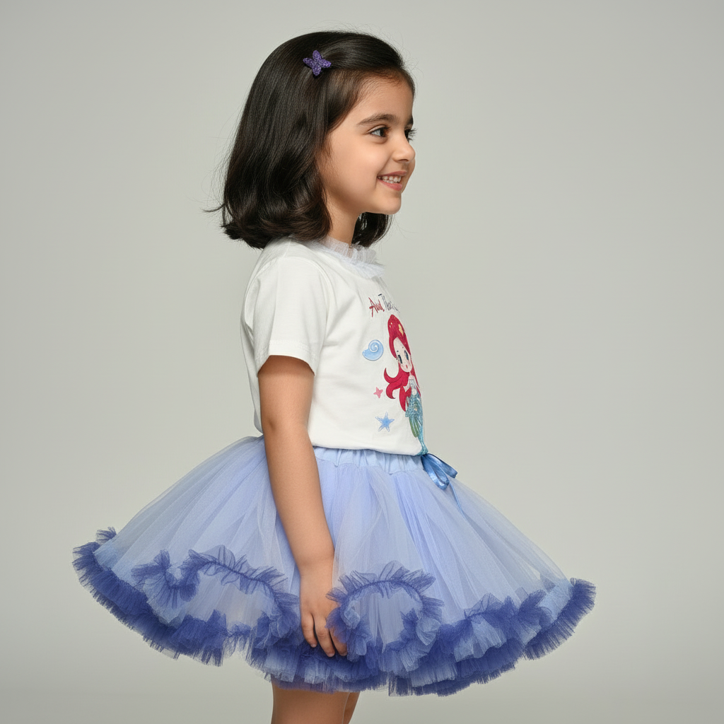 Girls Premium Cotton Shirt and Short Frock - Purple Party Dress for Occasions & Celebrations
