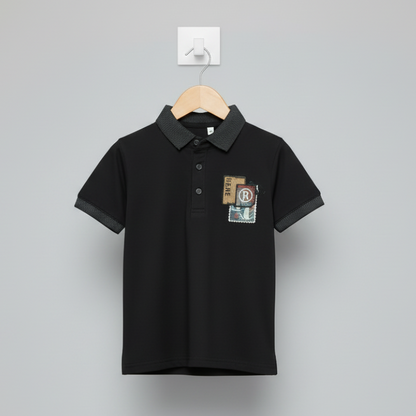 Boys Premium Black Printed T-Shirt - Stylish Casual Top for Kids 4-8Y