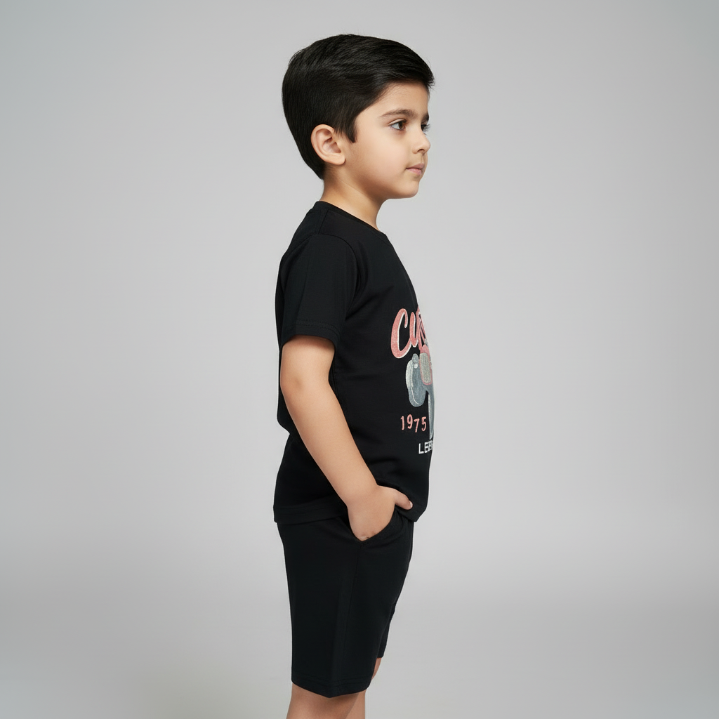 Toddler & Kids Boy Premium 2-Piece Outfit - Printed Shirt & Shorts Set 1-5Y