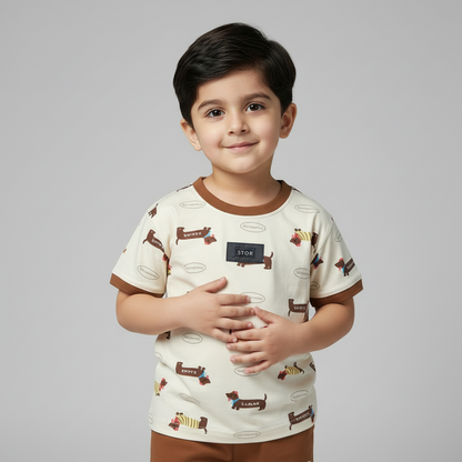 Toddler Boy 2-Piece Outfit - Fun Printed Shirt & Shorts Set 12M-4Y