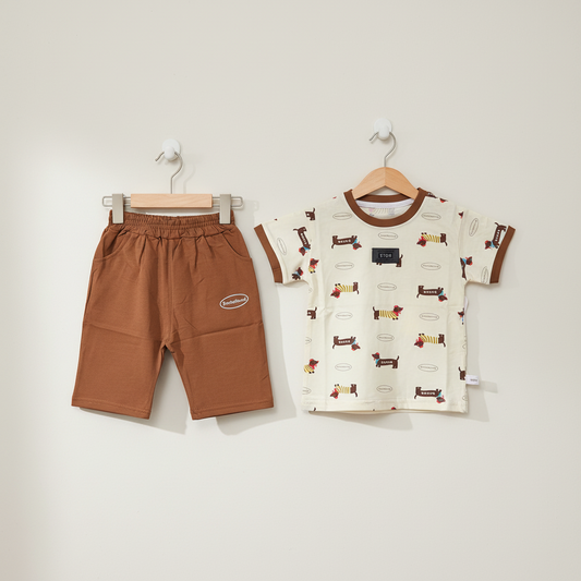 Toddler Boy 2-Piece Outfit - Fun Printed Shirt & Shorts Set 12M-4Y