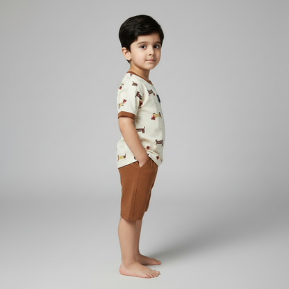 Toddler Boy 2-Piece Outfit - Fun Printed Shirt & Shorts Set 12M-4Y