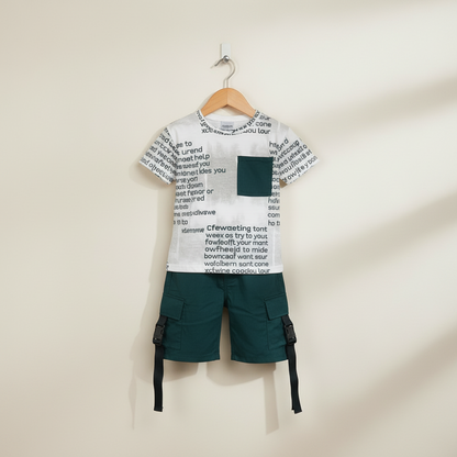 Baby & Toddler Boy 2-Piece Outfit - Charming Printed Shirt & Shorts Set 9M-3Y