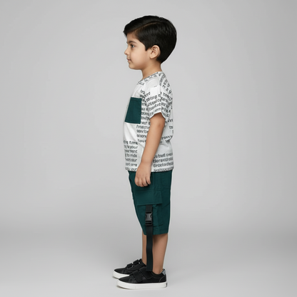 Baby & Toddler Boy 2-Piece Outfit - Charming Printed Shirt & Shorts Set 9M-3Y