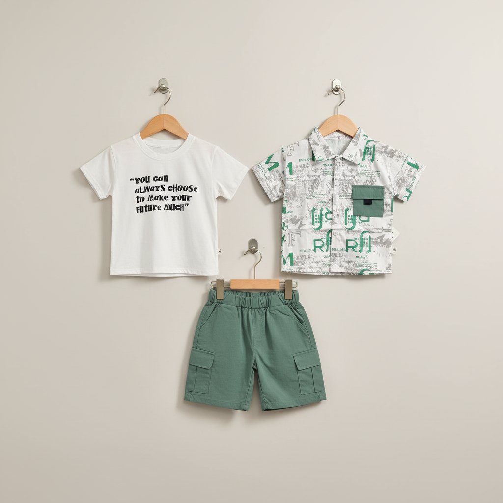 Baby & Toddler Boy Premium 3-Piece Outfit - Vibrant Printed Shirt & Trouser Set 9M-3Y