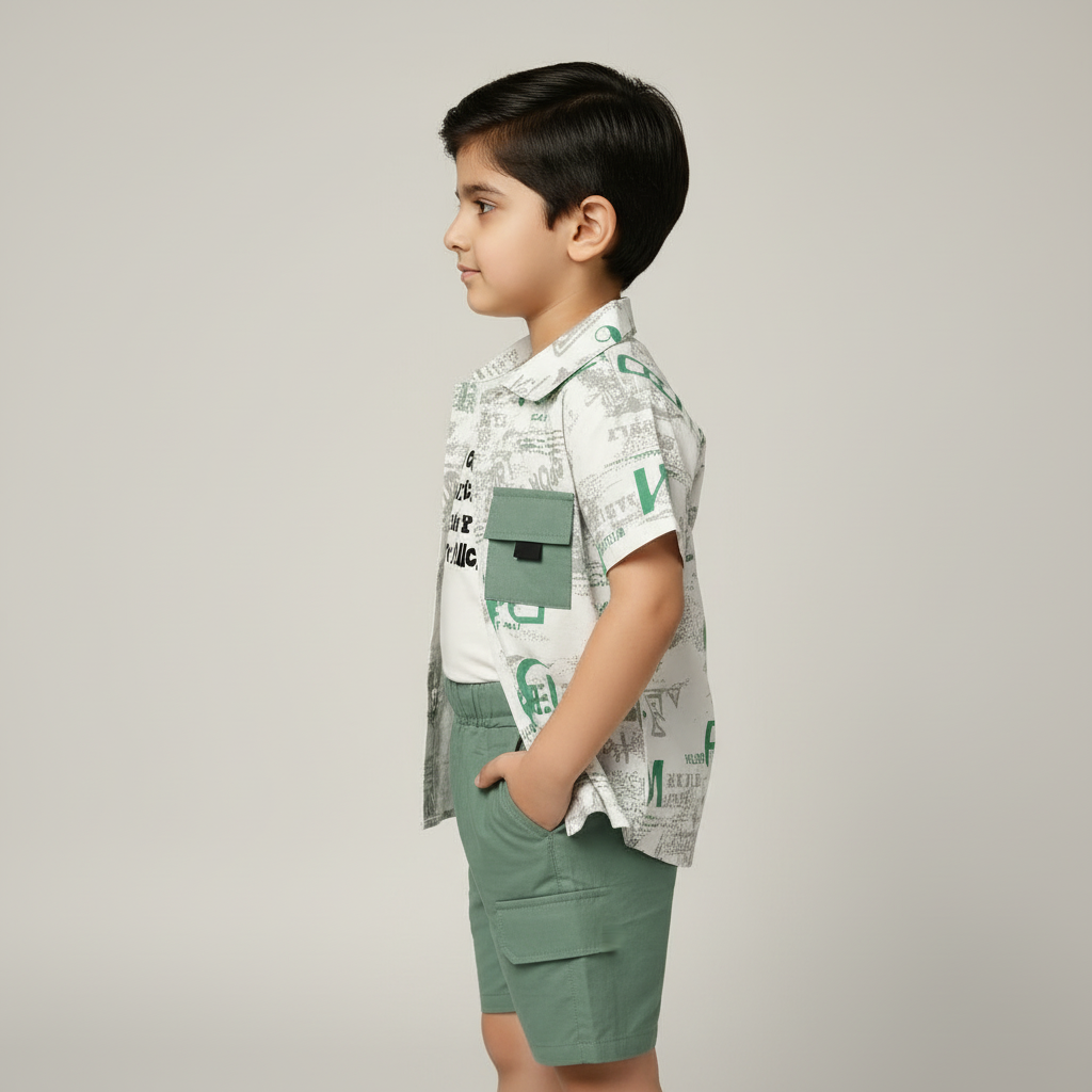 Baby & Toddler Boy Premium 3-Piece Outfit - Vibrant Printed Shirt & Trouser Set 9M-3Y