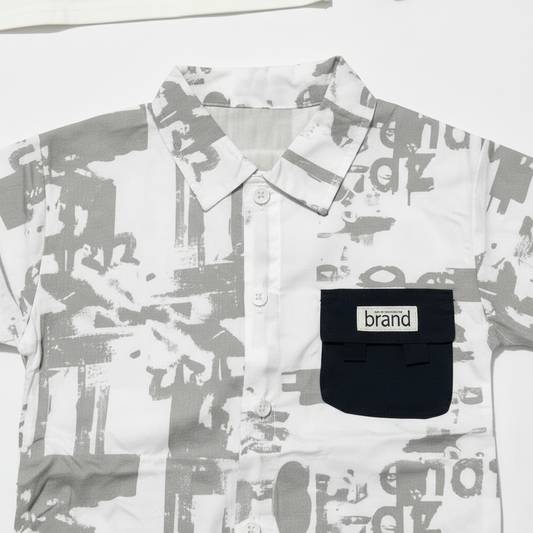Baby Boy Premium 3-Piece Outfit Set - Printed Shirt, Shorts & T-Shirt 6-24M