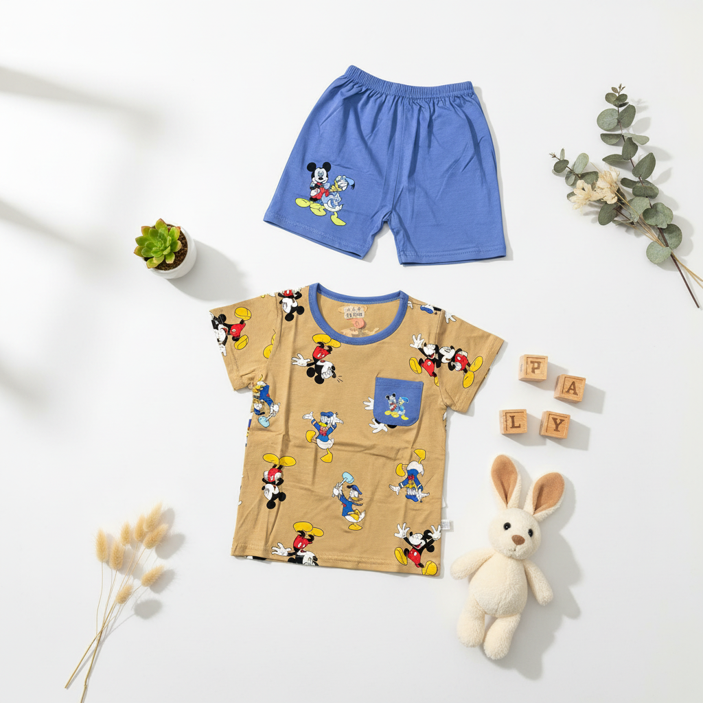 Toddler & Preschool Boy 2-Piece Outfit - Printed Shirt & Shoort Set 2-5Y