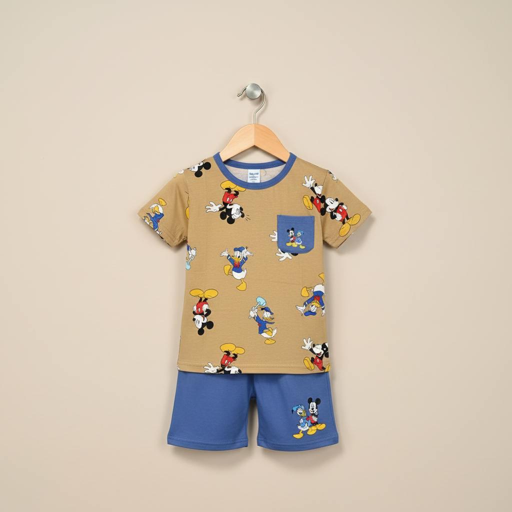Toddler & Preschool Boy 2-Piece Outfit - Printed Shirt & Shoort Set 2-5Y