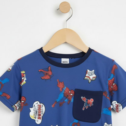 Boys Spider Hero Costume Suit - Blue & Red Superhero Dress-Up Outfit 2-5Y