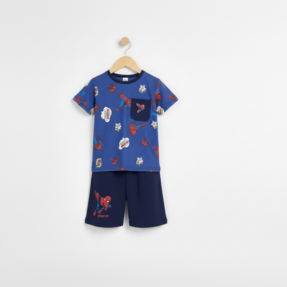 Boys Spider Hero Costume Suit - Blue & Red Superhero Dress-Up Outfit 2-5Y