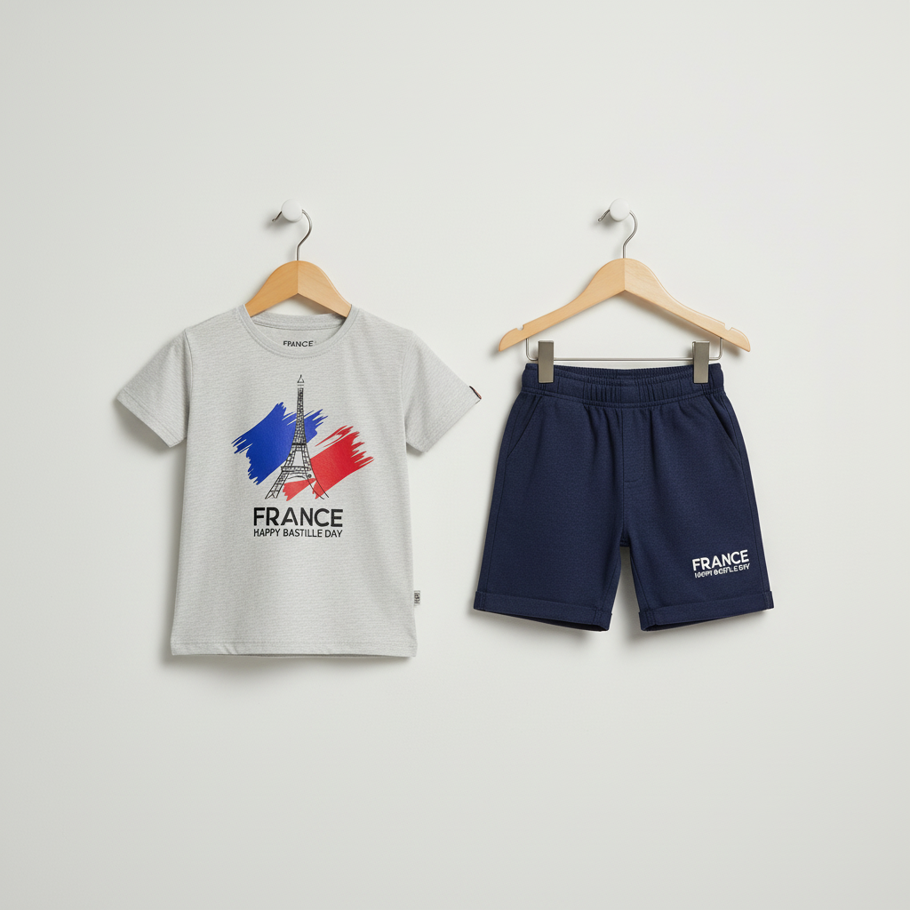 Toddler Boy 2-Piece Outfit - Printed Shirt & Shorts Set 1-4Y