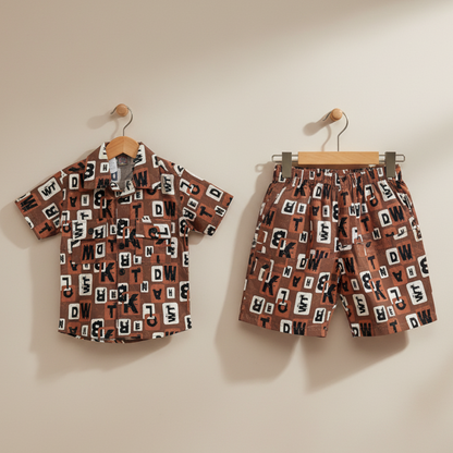 Toddler Boy 2-Piece Outfit - Bold Printed Shirt & Shorts Set 1-3Y