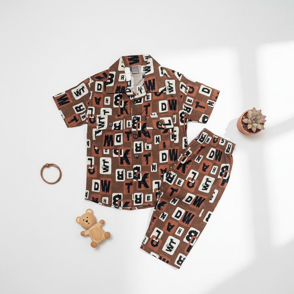 Toddler Boy 2-Piece Outfit - Bold Printed Shirt & Shorts Set 1-3Y