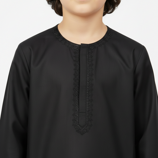 Boys Black Paper Cotton Kurta Shalwar - Lightweight Traditional Outfit for Boys 1-4 Years