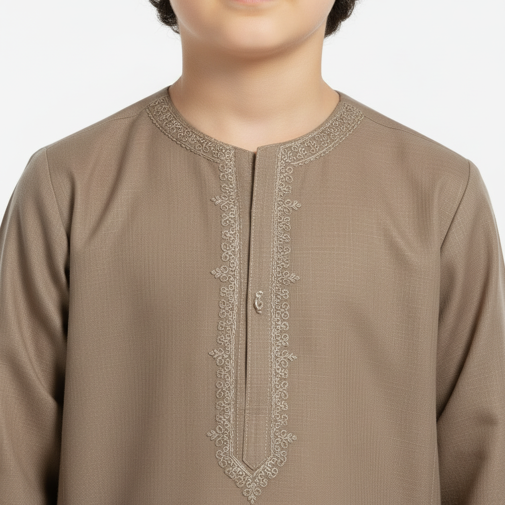 Boys Brown Paper Cotton Kurta Shalwar - Lightweight Traditional Outfit & Boys 1-4 Years