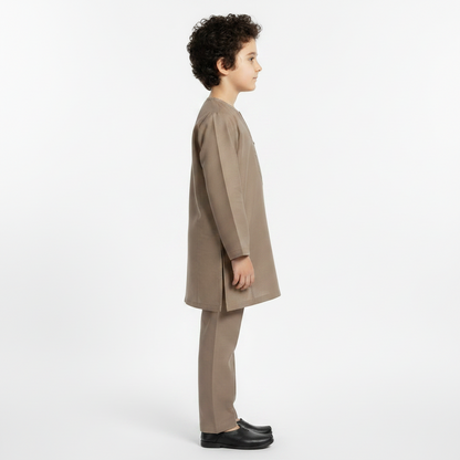 Boys Brown Paper Cotton Kurta Shalwar - Lightweight Traditional Outfit & Boys 1-4 Years