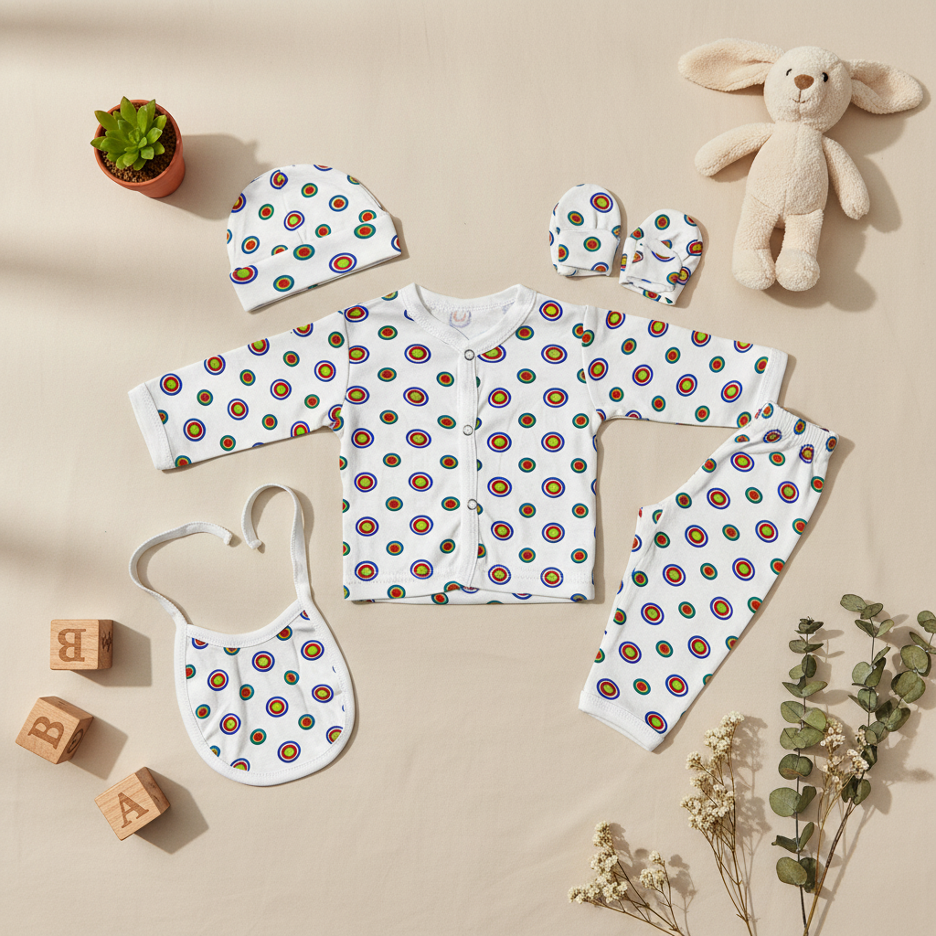 Bubble Design 5-Piece Newborn Gift Set - Complete Playful Baby Starter Set for Newborns 0-3 Months