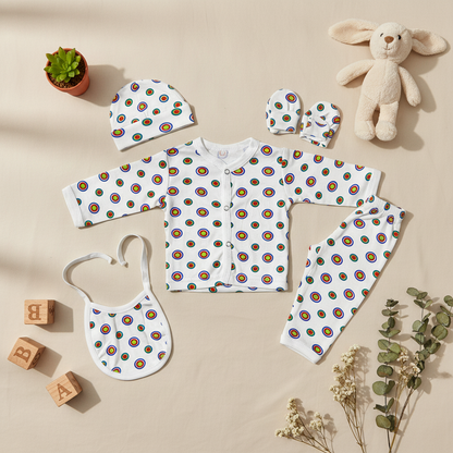 Bubble Design 5-Piece Newborn Gift Set - Complete Playful Baby Starter Set for Newborns 0-3 Months