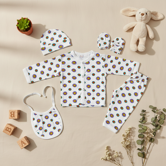 Bubble Design 5-Piece Newborn Gift Set - Complete Playful Baby Starter Set for Newborns 0-3 Months