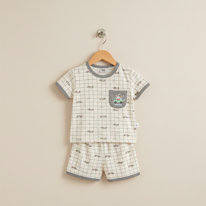 Baby Boys Checked Shirt & Shorts Set - Classic Check Pattern for Infant Boys 3-12 Months