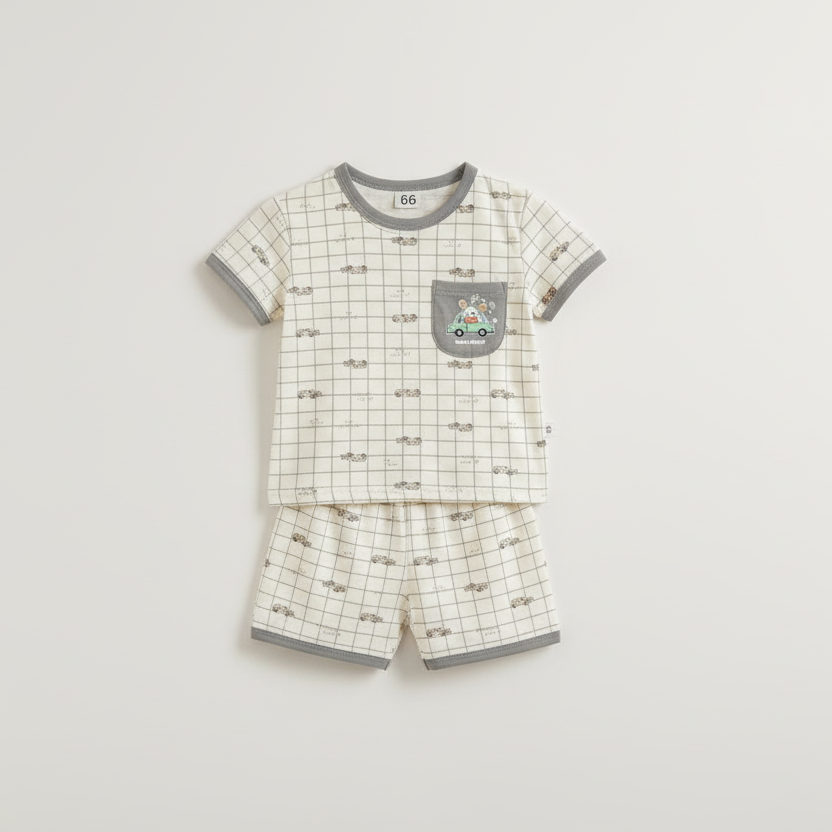 Baby Boys Checked Shirt & Shorts Set - Classic Check Pattern for Infant Boys 3-12 Months