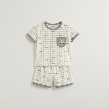 Baby Boys Checked Shirt & Shorts Set - Classic Check Pattern for Infant Boys 3-12 Months