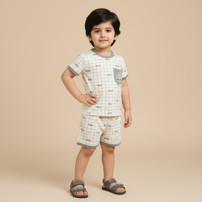 Baby Boys Checked Shirt & Shorts Set - Classic Check Pattern for Infant Boys 3-12 Months