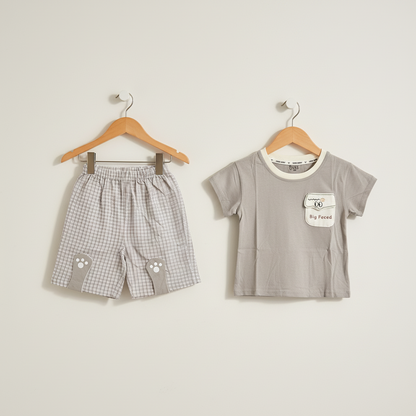 Baby Boys Big Eyes 2-Piece Set - Cute Character Printed Shirt & Shorts 9-24 Months
