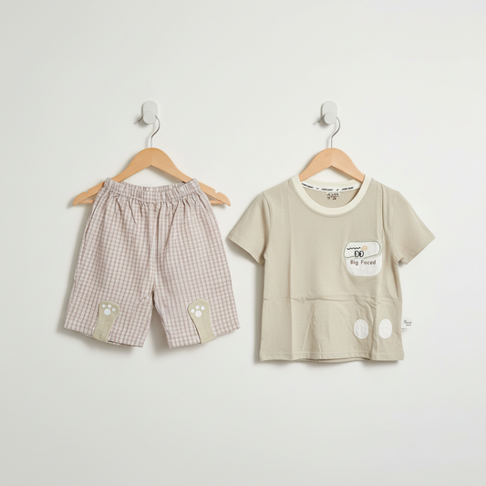 Baby Boys Big Eyes 2-Piece Set - Cute Character Printed Shirt & Shorts 9-24 Months